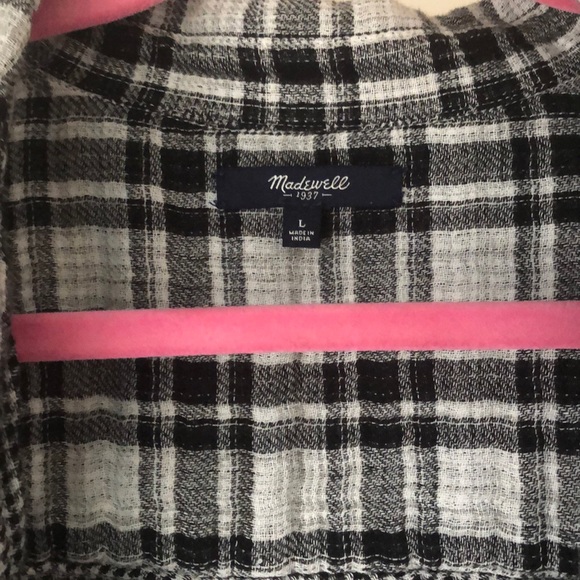 Black and White Madewell Plaid Button Down - Picture 2 of 3